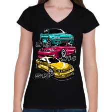 PRINTFASHION Nissan Silvia S13 S14 S15 - Női V-nyakú póló - Fekete női póló