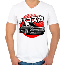 PRINTFASHION NISSAN SKYLINE GT-R  - Férfi V-nyakú póló - Fehér férfi póló