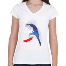 PRINTFASHION No comply - Női V-nyakú póló - Fehér női póló