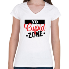 PRINTFASHION No Cupid zone - Női V-nyakú póló - Fehér női póló