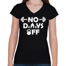 PRINTFASHION No days off - Női V-nyakú póló - Fekete