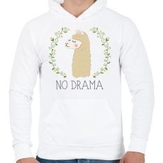 PRINTFASHION No Drama Lama - Férfi kapucnis pulóver - Fehér