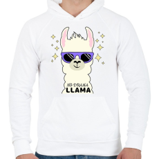 PRINTFASHION no drama llama - Férfi kapucnis pulóver - Fehér