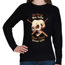 PRINTFASHION No Drum, No Life - Női pulóver - Fekete női pulóver, kardigán