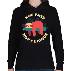 PRINTFASHION No fast not furious - Női kapucnis pulóver - Fekete