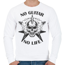 PRINTFASHION No guitar, No life - Gitáros koponya - Férfi pulóver - Fehér férfi pulóver, kardigán