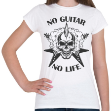PRINTFASHION No guitar, No life - Gitáros koponya - Női póló - Fehér női póló