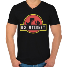 PRINTFASHION No internet - Férfi V-nyakú póló - Fekete férfi póló