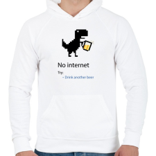 PRINTFASHION No internet - Try: Drink another beer - Férfi kapucnis pulóver - Fehér férfi pulóver, kardigán