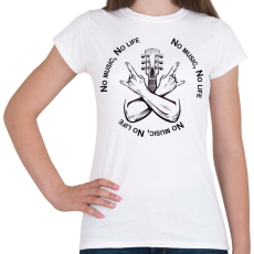 PRINTFASHION No music, No life - Gitáros minta - Női póló - Fehér