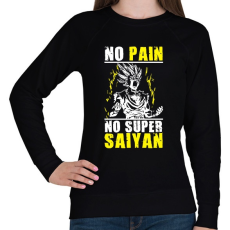 PRINTFASHION No pain, no Super Saiyan - Dragon ball - Női pulóver - Fekete