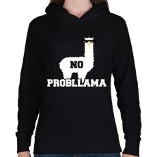 PRINTFASHION No probLama - Női kapucnis pulóver - Fekete