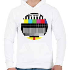 PRINTFASHION No signal - Férfi kapucnis pulóver - Fehér