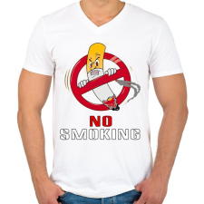 PRINTFASHION no smoking - Férfi V-nyakú póló - Fehér férfi póló