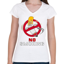 PRINTFASHION no smoking - Női V-nyakú póló - Fehér női póló