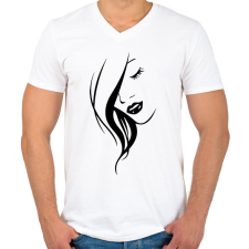 PRINTFASHION Női arc - fekete - Férfi V-nyakú póló - Fehér férfi póló