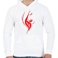 PRINTFASHION Női arc - piros - Férfi kapucnis pulóver - Fehér férfi pulóver, kardigán