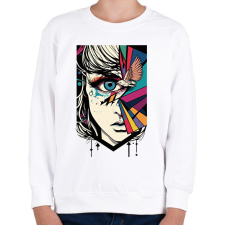 PRINTFASHION Női szem és madár - Gyerek pulóver - Fehér gyerek pulóver, kardigán