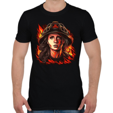 PRINTFASHION Női tűzoltó - Férfi póló - Fekete férfi póló