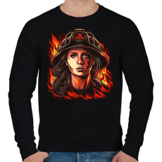PRINTFASHION Női tűzoltó - Férfi pulóver - Fekete