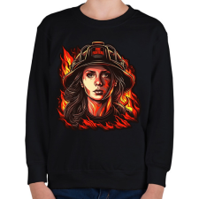 PRINTFASHION Női tűzoltó - Gyerek pulóver - Fekete gyerek pulóver, kardigán
