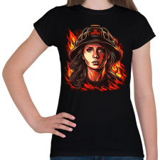 PRINTFASHION Női tűzoltó - Női póló - Fekete női póló