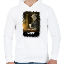 PRINTFASHION Nope Alpaka digitális festmény - Férfi kapucnis pulóver - Fehér férfi pulóver, kardigán