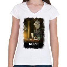 PRINTFASHION Nope Alpaka digitális festmény - Női V-nyakú póló - Fehér