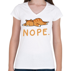 PRINTFASHION NOPE - Női V-nyakú póló - Fehér