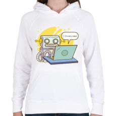 PRINTFASHION Not a robot - Női kapucnis pulóver - Fehér