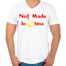 PRINTFASHION not-made-in-china-2 - Férfi V-nyakú póló - Fehér férfi póló