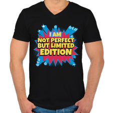 PRINTFASHION NOT PERFECT BUT LIMITED EDITION - Férfi V-nyakú póló - Fekete férfi póló