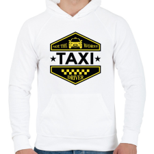 PRINTFASHION Not the worst taxi driver - Férfi kapucnis pulóver - Fehér férfi pulóver, kardigán