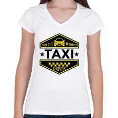 PRINTFASHION Not the worst taxi driver - Női V-nyakú póló - Fehér