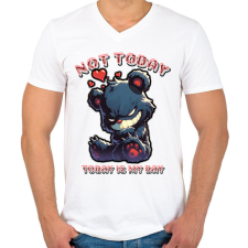 PRINTFASHION Not Today Black - Férfi V-nyakú póló - Fehér férfi póló