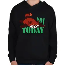 PRINTFASHION Not today - Vörös panda - Gyerek kapucnis pulóver - Fekete gyerek pulóver, kardigán