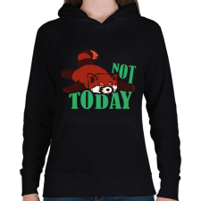 PRINTFASHION Not today - Vörös panda - Női kapucnis pulóver - Fekete női pulóver, kardigán