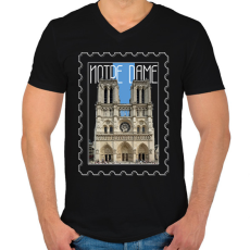 PRINTFASHION Notre Dame - Férfi V-nyakú póló - Fekete