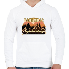 PRINTFASHION November a legjobbak hónapja 1 - Férfi kapucnis pulóver - Fehér