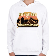 PRINTFASHION November a legjobbak hónapja 1 - Gyerek kapucnis pulóver - Fehér