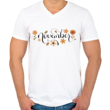 PRINTFASHION November - Férfi V-nyakú póló - Fehér férfi póló