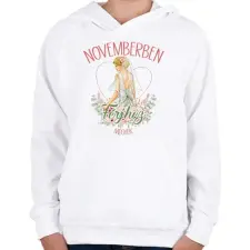 PRINTFASHION Novemberbe férjhez megyek - Gyerek kapucnis pulóver - Fehér gyerek pulóver, kardigán