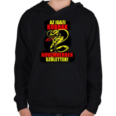PRINTFASHION Novemberi Kobra - Gyerek kapucnis pulóver - Fekete