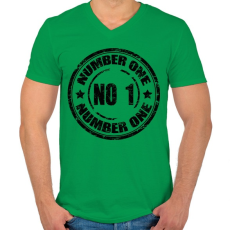 PRINTFASHION Number 1 - Férfi V-nyakú póló - Zöld