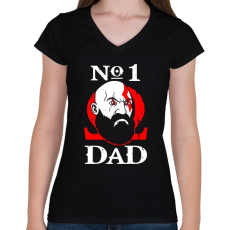 PRINTFASHION Number One Dad - Női V-nyakú póló - Fekete