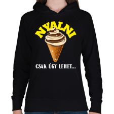 PRINTFASHION NYALNI CSAK ÚGY - Női kapucnis pulóver - Fekete női pulóver, kardigán