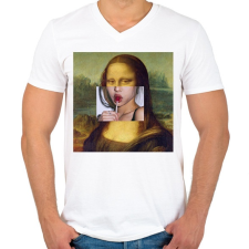 PRINTFASHION Nyalókázó Mona - Férfi V-nyakú póló - Fehér férfi póló