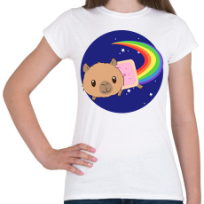 PRINTFASHION Nyan cat capybara - Női póló - Fehér