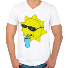 PRINTFASHION Nyár - Férfi V-nyakú póló - Fehér férfi póló