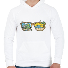 PRINTFASHION Nyaralós napszemüveg - Férfi kapucnis pulóver - Fehér